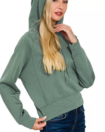 Zenana Drawstring Scuba Hoodie - Sleekdenim.com