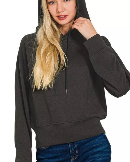 Zenana Drawstring Scuba Hoodie - Sleekdenim.com