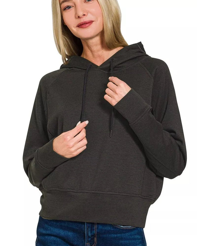 Zenana Drawstring Scuba Hoodie - Sleekdenim.com