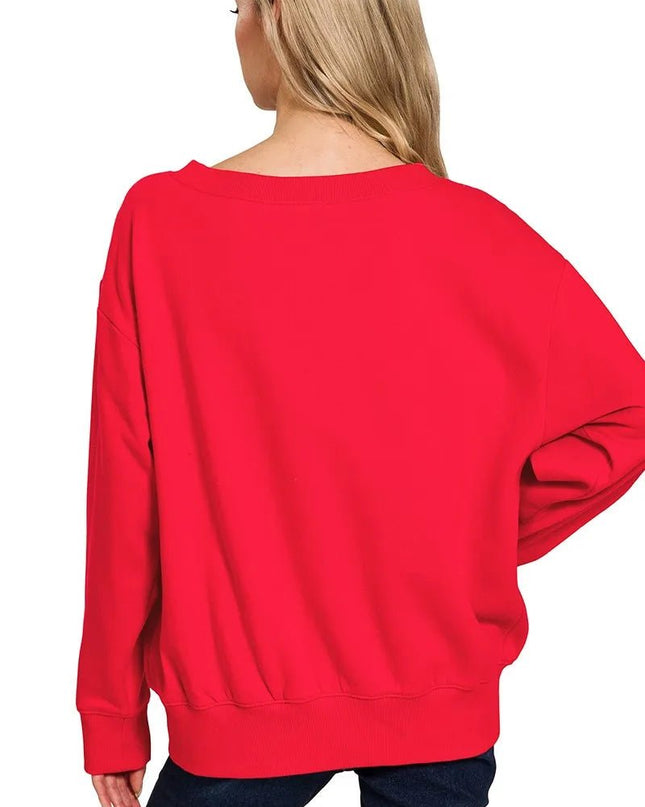 Zenana Fleece Boat Neck Sweatshirt - Sleekdenim.com