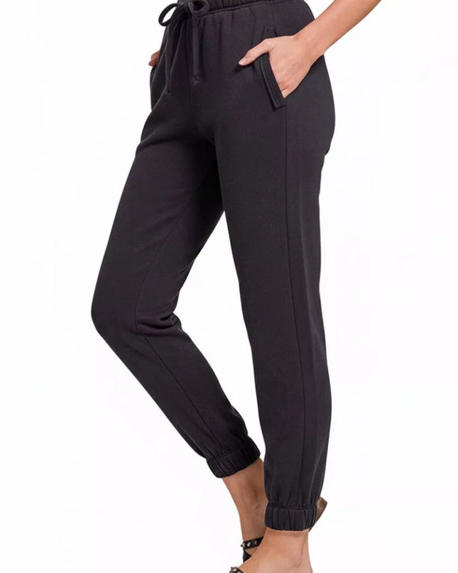 Zenana Fleece Drawstring Joggers With Pocket - Sleekdenim.com