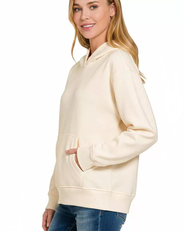 Zenana Fleece Kangaroo Pocket Hoodie - Sleekdenim.com