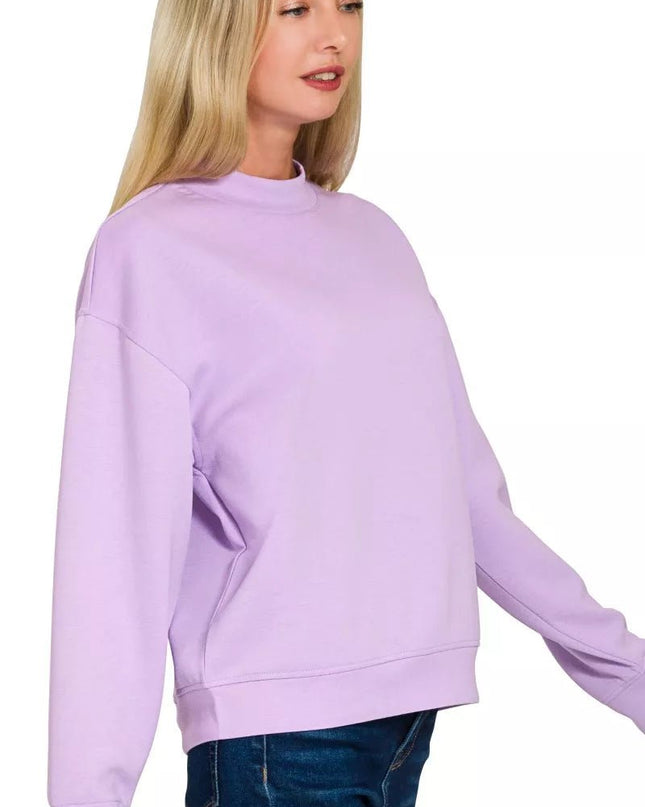 Zenana Scuba Mock Neck Sweatshirt and Joggers Set - Sleekdenim.com