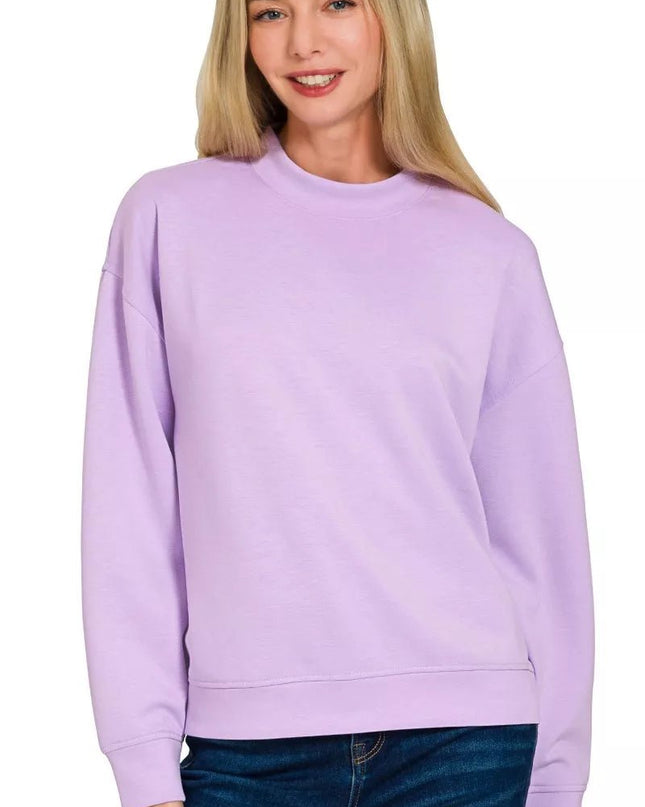 Zenana Scuba Mock Neck Sweatshirt and Joggers Set - Sleekdenim.com