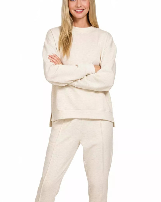 Zenana Scuba Mock Neck Sweatshirt and Joggers Set - Sleekdenim.com