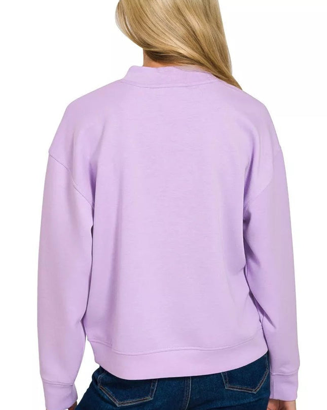 Zenana Scuba Mock Neck Sweatshirt and Joggers Set - Sleekdenim.com