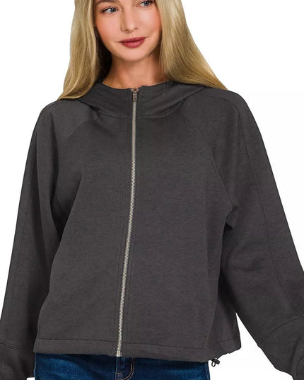 Zenana Soft Scuba Full Zip Hoodie Jacket - Sleekdenim.com