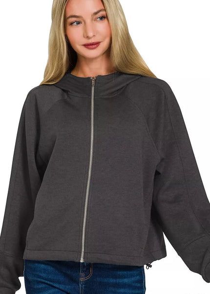Zenana Soft Scuba Full Zip Hoodie Jacket - Sleekdenim.com